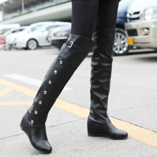 Faux leather studded over the knee knight boots costume boots