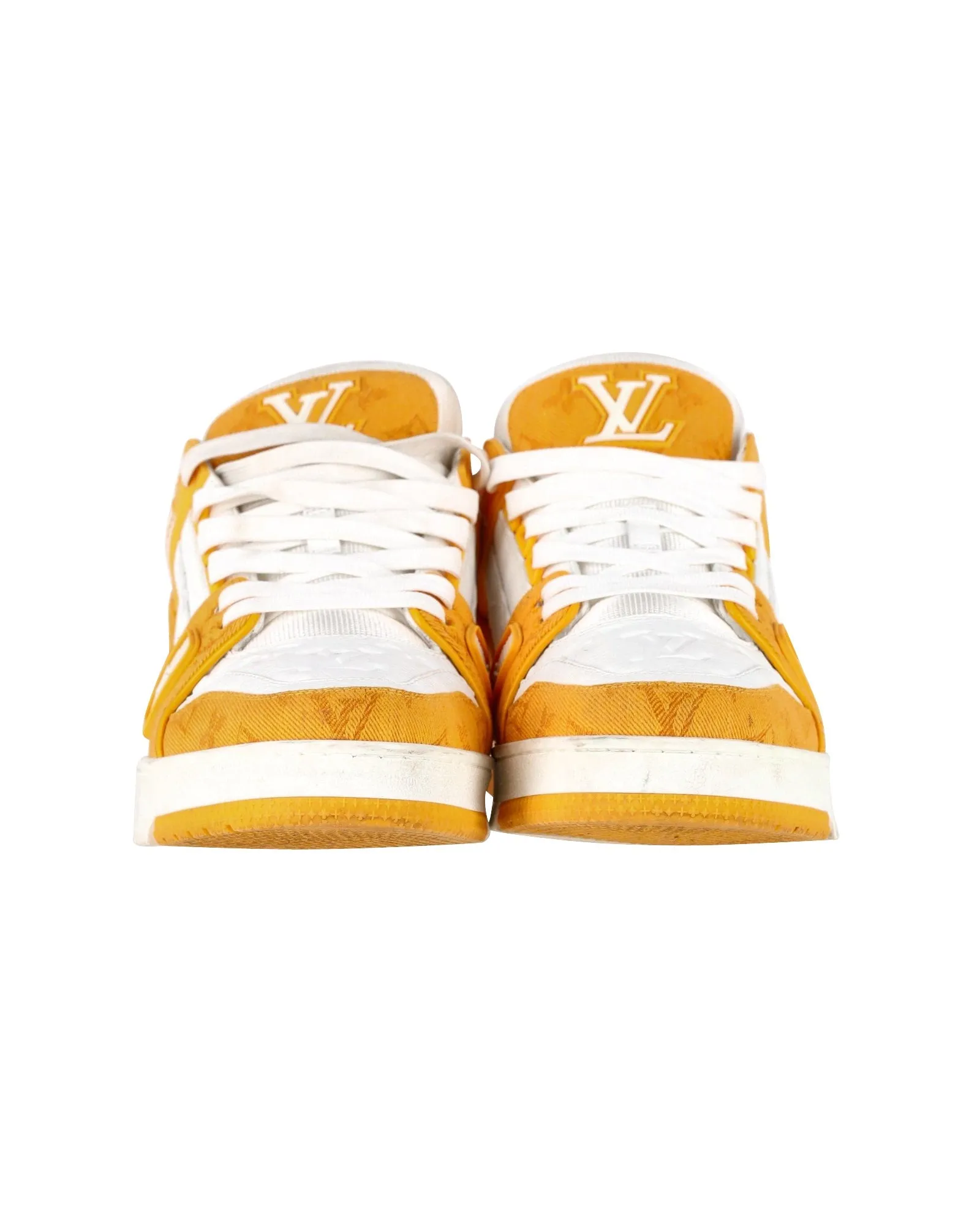 Louis Vuitton Trainer Low Sneakers in Yellow Denim and White Leather